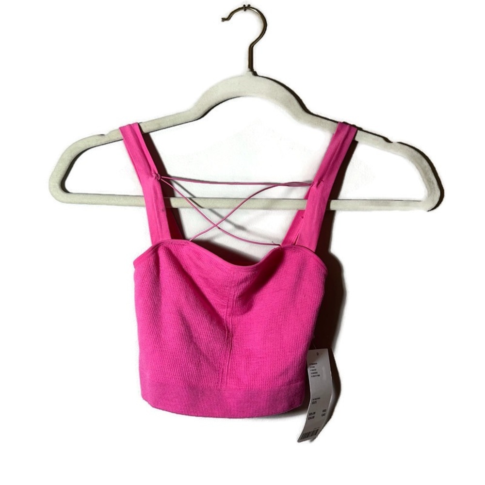 NWT Out from Under Pink Women's Criss Cross Front Crop Bra Top Size XS